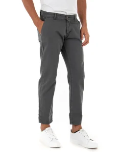 Pantaloni Uomo Slim Cotone Elastico Classico Tasche America Basic Grigio Scuro GIOSAL-P5001A