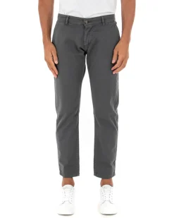 Pantaloni Uomo Slim Cotone Elastico Classico Tasche America Basic Grigio Scuro GIOSAL-P5001A