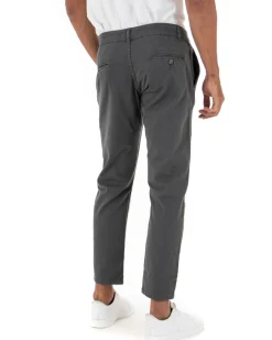 Pantaloni Uomo Slim Cotone Elastico Classico Tasche America Basic Grigio Scuro GIOSAL-P5001A