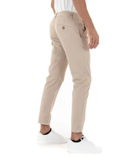 Pantaloni Uomo Slim Cotone Elastico Classico Tasche America Basic Beige GIOSAL-P5003A