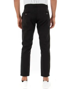 Pantaloni Uomo Slim Cotone Elastico Classico Tasche America Basic Nero GIOSAL-P5004A
