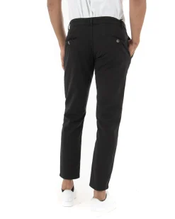 Pantaloni Uomo Slim Cotone Elastico Classico Tasche America Basic Nero GIOSAL-P5004A
