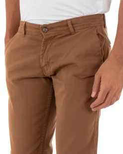 Pantaloni Uomo Slim Cotone Elastico Classico Tasche America Basic Camel GIOSAL-P5009A
