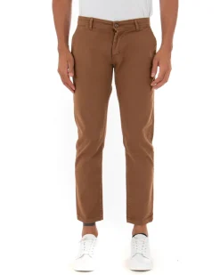 Pantaloni Uomo Slim Cotone Elastico Classico Tasche America Basic Camel GIOSAL-P5009A