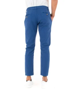 Pantaloni Uomo Slim Cotone Elastico Classico Tasche America Basic Blu Royal GIOSAL-P5007A