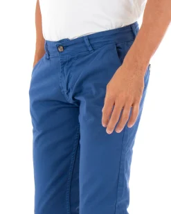 Pantaloni Uomo Slim Cotone Elastico Classico Tasche America Basic Blu Royal GIOSAL-P5007A