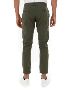 Pantaloni Uomo Slim Cotone Elastico Classico Tasche America Basic Verde GIOSAL-P5005A