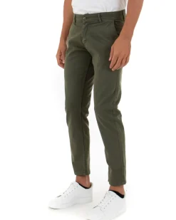 Pantaloni Uomo Slim Cotone Elastico Classico Tasche America Basic Verde GIOSAL-P5005A