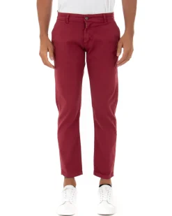 Pantaloni Uomo Slim Cotone Elastico Classico Tasche America Basic Bordeaux GIOSAL-P5006A