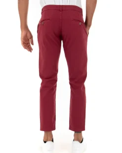 Pantaloni Uomo Slim Cotone Elastico Classico Tasche America Basic Bordeaux GIOSAL-P5006A