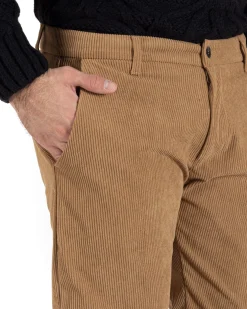 Pantaloni Uomo Tasca America Classico Velluto Costine Camel Casual GIOSAL-P6001A