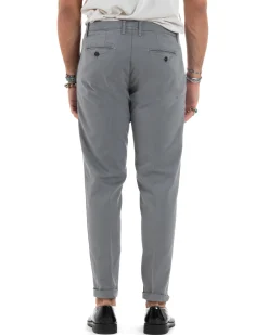 Pantaloni Uomo Tasca America Chinos Cotone Invernale Capri Basic Sartoriale Slim Fit Casual Grigio GIOSAL-P6182A