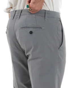 Pantaloni Uomo Tasca America Chinos Cotone Invernale Capri Basic Sartoriale Slim Fit Casual Grigio GIOSAL-P6182A