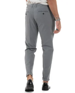 Pantaloni Uomo Tasca America Chinos Cotone Invernale Capri Basic Sartoriale Slim Fit Casual Grigio GIOSAL-P6182A