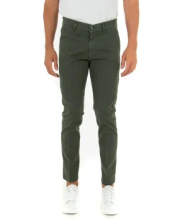 Pantaloni Uomo Tasca America Lungo Classico Slim Verde Militare GIOSAL-P5404A