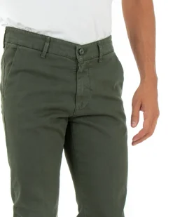 Pantaloni Uomo Tasca America Lungo Classico Slim Verde Militare GIOSAL-P5404A