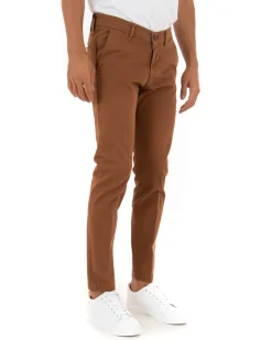 Pantaloni Uomo Tasca America Lungo Classico Slim Tabacco GIOSAL-P5402A