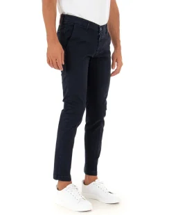 Pantaloni Uomo Tasca America Lungo Classico Slim Blu GIOSAL-P5409A