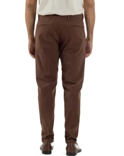 Pantaloni Uomo Tasche America Chino Cotone Slim Fit Marrone Over-D OC1F2W5P03