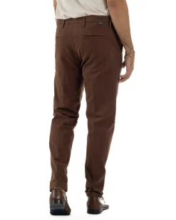 Pantaloni Uomo Tasche America Chino Cotone Slim Fit Marrone Over-D OC1F2W5P03