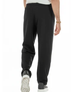 Pantaloni uomo tuta balloon fit cotone leggero pantalaccio japan baggy nero GIOSAL-P6441A