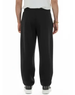 Pantaloni uomo tuta balloon fit cotone leggero pantalaccio japan baggy nero GIOSAL-P6441A