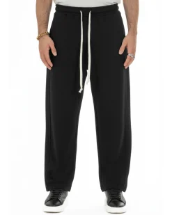 Pantaloni uomo tuta balloon fit cotone leggero pantalaccio japan baggy nero GIOSAL-P6441A