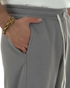 Pantaloni uomo tuta balloon fit cotone leggero pantalaccio japan baggy grigio piombo GIOSAL-P6442A