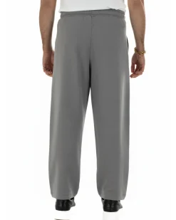 Pantaloni uomo tuta balloon fit cotone leggero pantalaccio japan baggy grigio piombo GIOSAL-P6442A