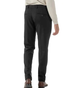 Pantaloni Uomo Viscosa Abbottonatura Allungata Elegante Classico Nero P6431A