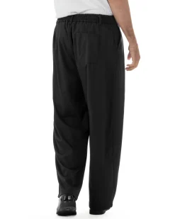 Pantaloni uomo viscosa baggy wide fit pinces estivo nero GIOSAL-P6459A