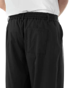 Pantaloni uomo viscosa baggy wide fit pinces estivo nero GIOSAL-P6459A