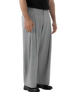 Pantaloni uomo viscosa baggy wide fit pinces estivo grigio GIOSAL-P6456A