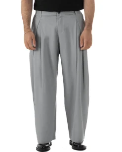 Pantaloni uomo viscosa baggy wide fit pinces estivo grigio GIOSAL-P6456A