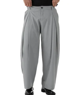 Pantaloni uomo viscosa baggy wide fit pinces estivo grigio GIOSAL-P6456A