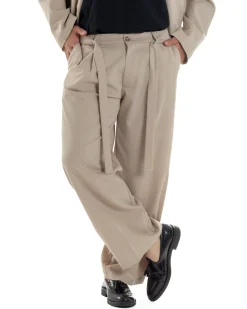 Pantaloni Uomo Viscosa Baggy Fondo Ampio Fusciacca Beige GIOSAL-P6287A