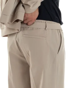 Pantaloni Uomo Viscosa Baggy Fondo Ampio Fusciacca Beige GIOSAL-P6287A