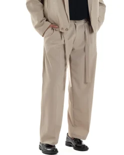 Pantaloni Uomo Viscosa Baggy Fondo Ampio Fusciacca Beige GIOSAL-P6287A