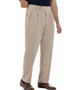 Pantaloni uomo viscosa baggy fondo ampio vita alta pinces beige GIOSAL-P6483A