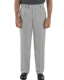 Pantaloni uomo viscosa baggy fondo ampio vita alta pinces grigio GIOSAL-P6482A