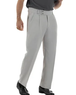 Pantaloni uomo viscosa baggy fondo ampio vita alta pinces grigio GIOSAL-P6482A