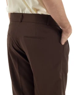 Pantaloni uomo viscosa baggy fondo ampio vita alta pinces marrone GIOSAL-P6481A