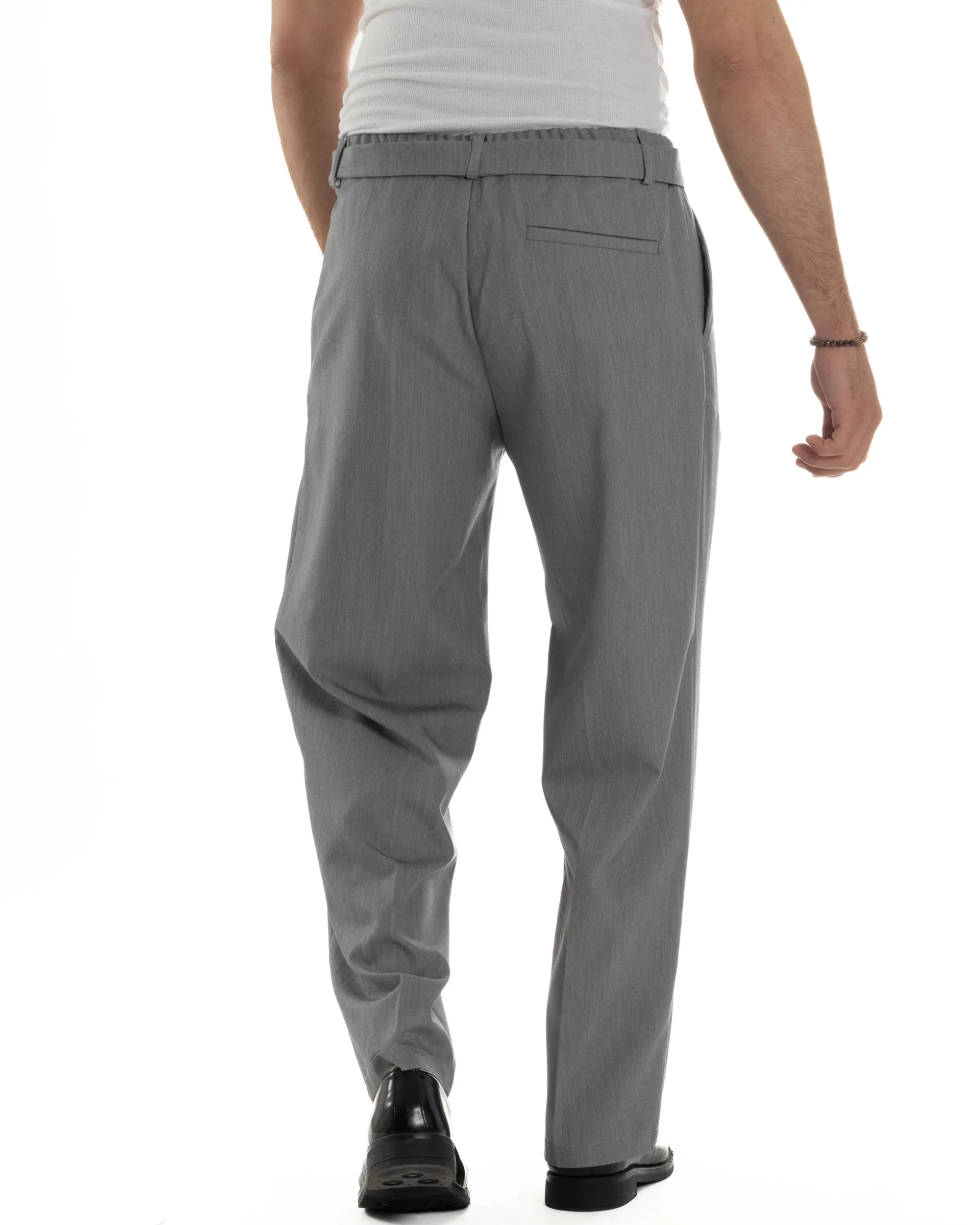 Pantaloni Uomo Viscosa Baggy Fondo Ampio Fusciacca Grigio GIOSAL-P6289A