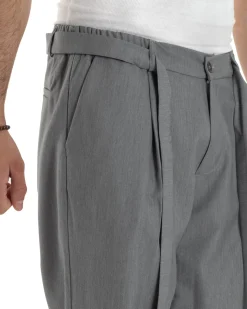 Pantaloni Uomo Viscosa Baggy Fondo Ampio Fusciacca Grigio GIOSAL-P6289A