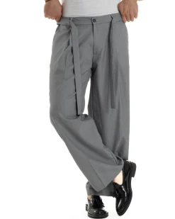 Pantaloni Uomo Viscosa Baggy Fondo Ampio Fusciacca Grigio GIOSAL-P6289A