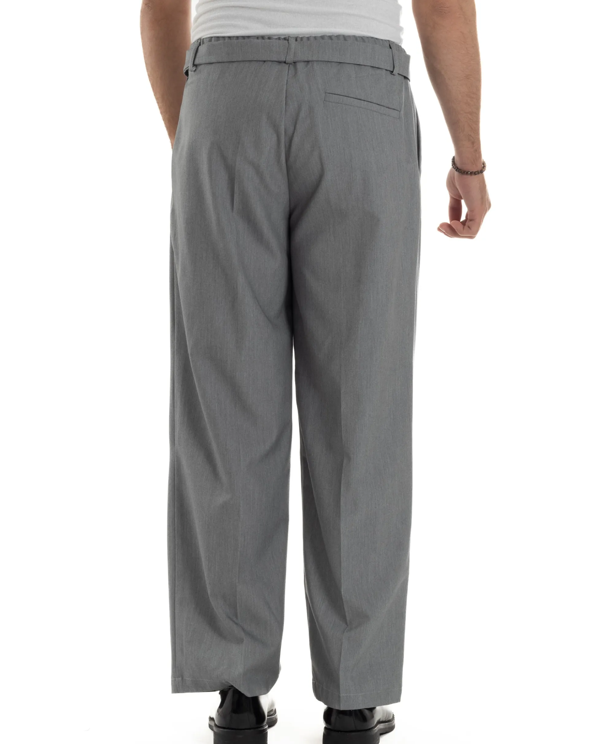 Pantaloni Uomo Viscosa Baggy Fondo Ampio Fusciacca Grigio GIOSAL-P6289A