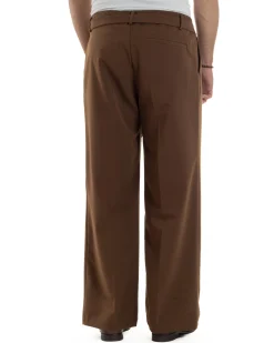Pantaloni Uomo Viscosa Baggy Fondo Ampio Fusciacca Marrone GIOSAL-P6288A