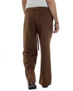 Pantaloni Uomo Viscosa Baggy Fondo Ampio Fusciacca Marrone GIOSAL-P6288A