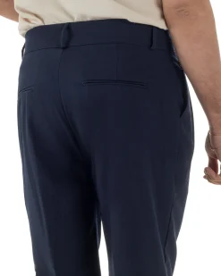 Pantaloni uomo viscosa baggy fondo ampio vita alta pinces blu GIOSAL-P6479A