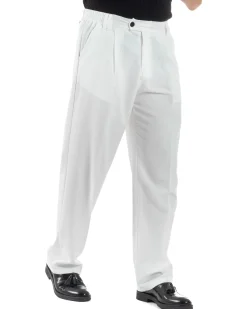 Pantaloni uomo viscosa baggy fondo ampio elastico sul retro abbottonatura allungata bianco GIOSAL-P6259A